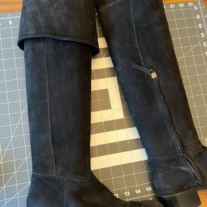 RARE. Sartore Semelle Cuir Boots Black Suede. Over the knee OR turned down cuff.